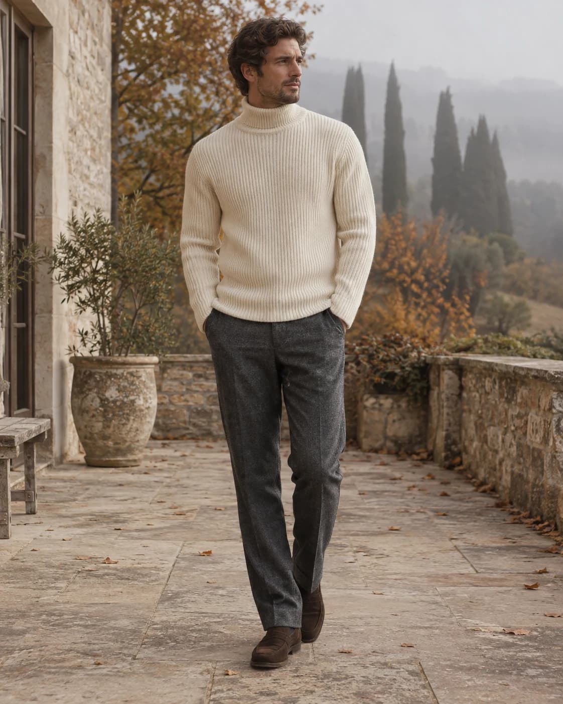 Cream Ribbed Sweater — фотография 1